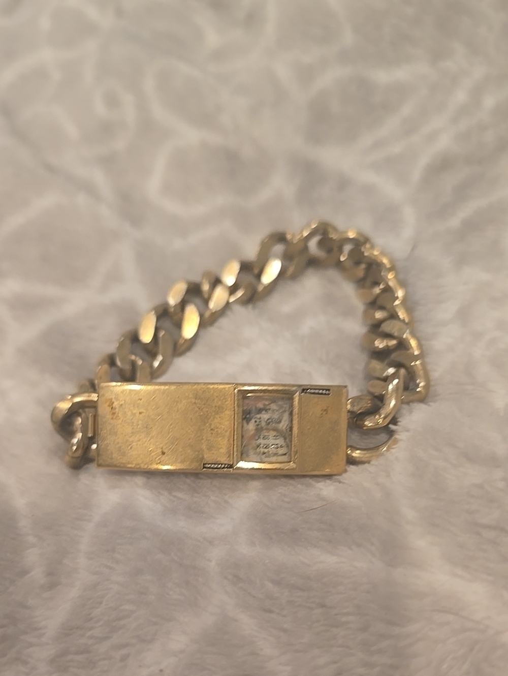 Speidel Vtg. Bracelet Curb Link Mid Century Heavy 1970 calendar Gold Plated